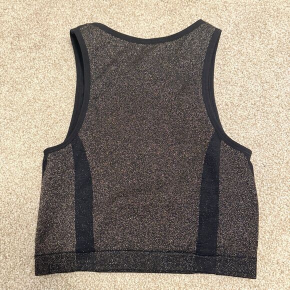 Victoria's Secret High Neck Sports Bra Tank Seamless Black Gold Women's Small - Picture 2 of 4